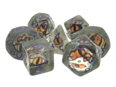Old School Dice: Infused - Dragon Eye Green with Purple